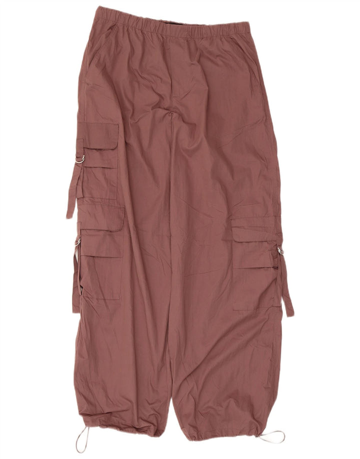 Calça cargo feminina Zara com perna larga, médio W28 L30 marrom poliéster