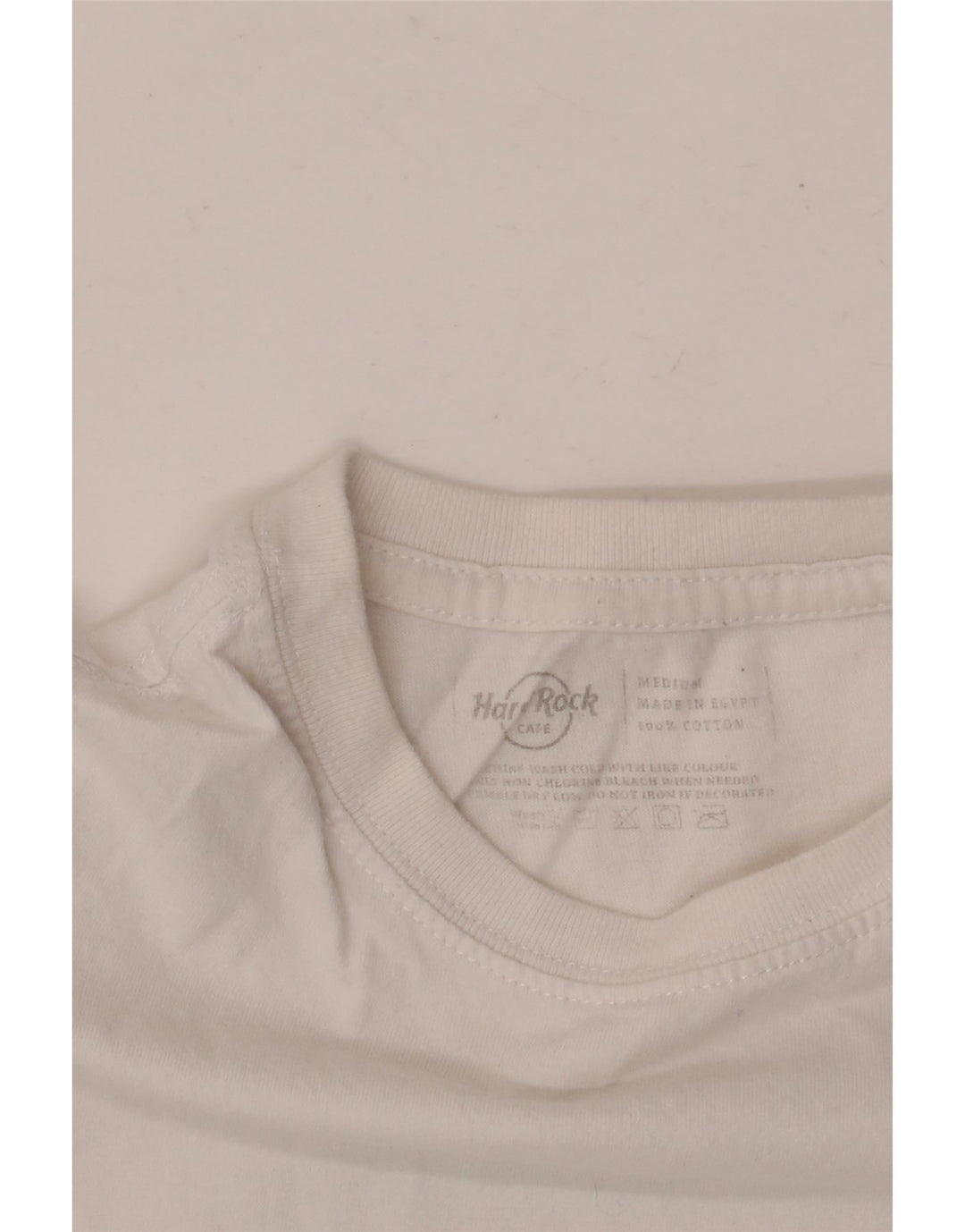 Camiseta masculina Hard Rock Cafe Cairo com estampa gráfica de algodão branco médio
