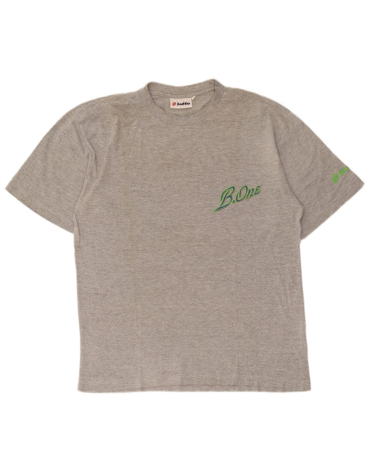 Camiseta masculina gráfica Lotto Top algodão cinza médio