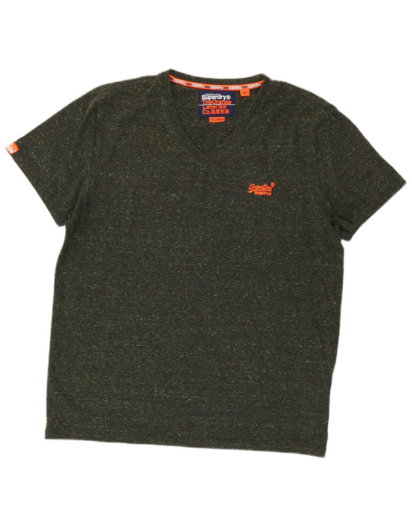 Camiseta masculina Superdry Top 2XL algodão manchado cáqui