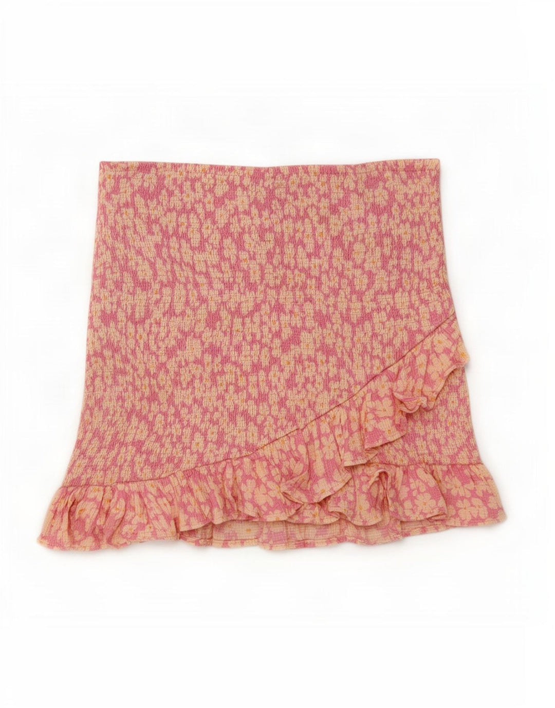 Mini saia feminina Zara com babados pequena W26 rosa floral