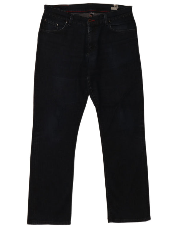 Tommy Hilfiger feminino Mercer Straight Jeans W34 L32 azul marinho algodão