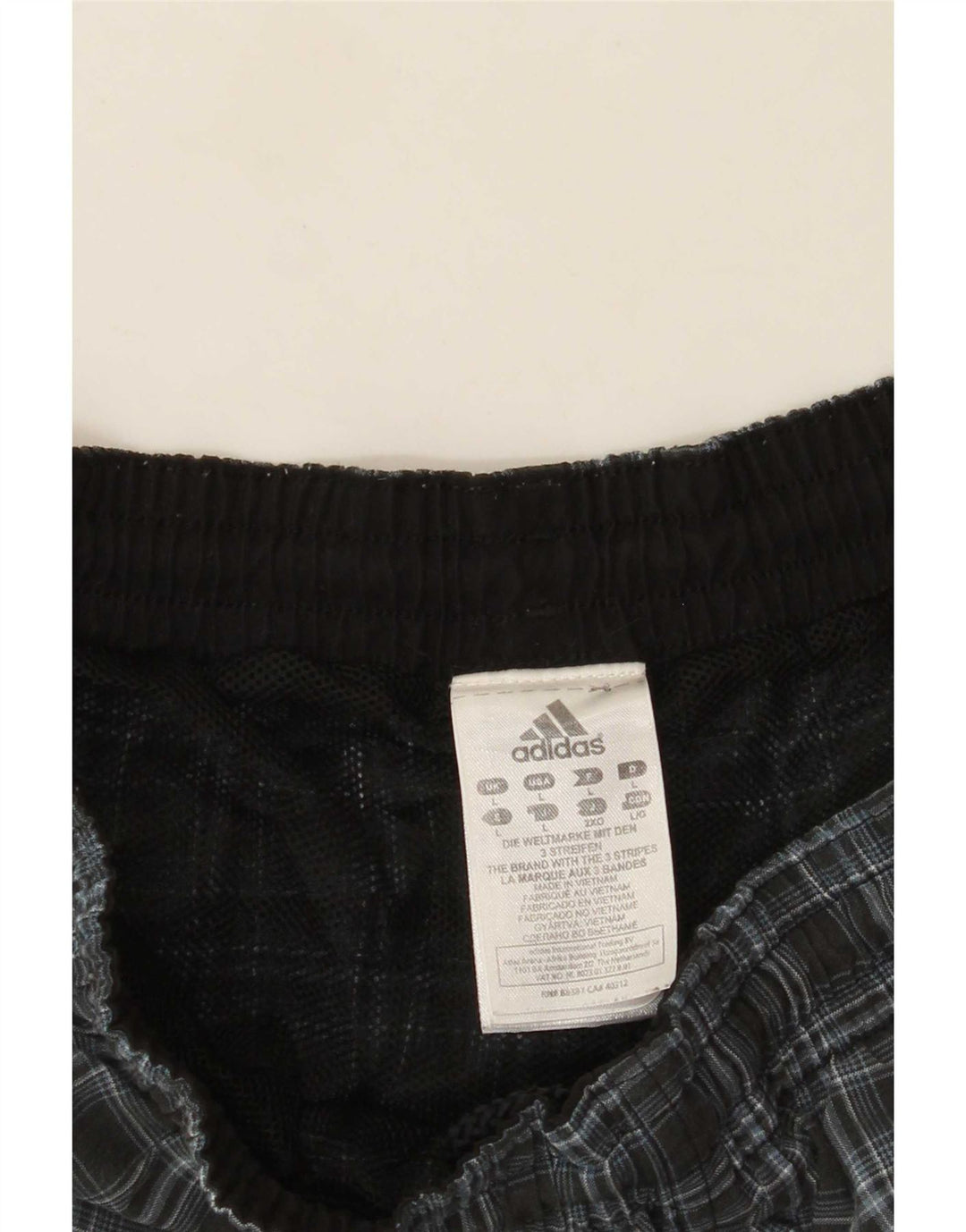 Shorts de natação masculino Adidas grande poliéster xadrez cinza