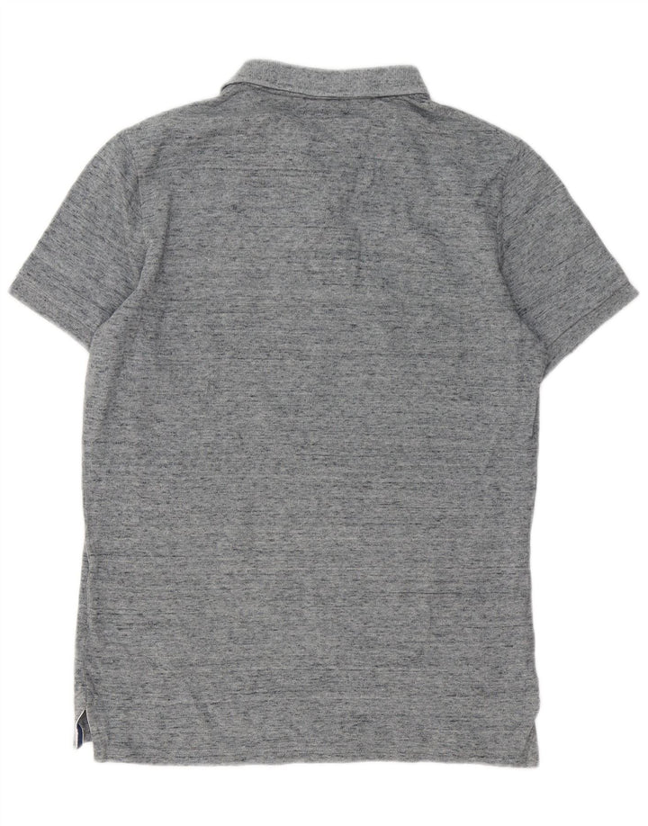 Camisa polo masculina Superdry Graphic cinza médio algodão manchado