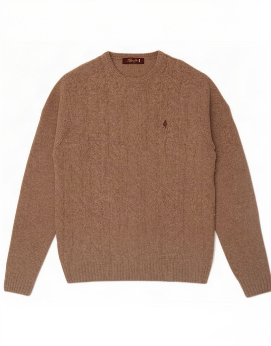 Suéter masculino Marlboro Classics com gola redonda, lã de cordeiro bege grande