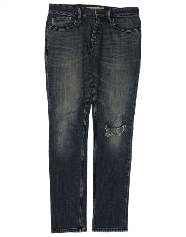CALVIN KLEIN Calça jeans masculina desgastada W32 L34 algodão azul