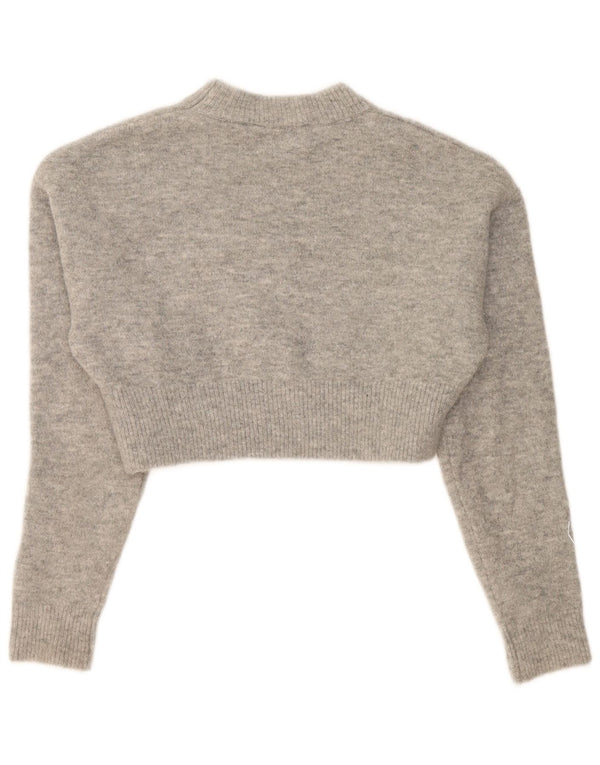 Suéter feminino Zara com gola redonda e gola redonda, Reino Unido 10 pequeno cinza manchado