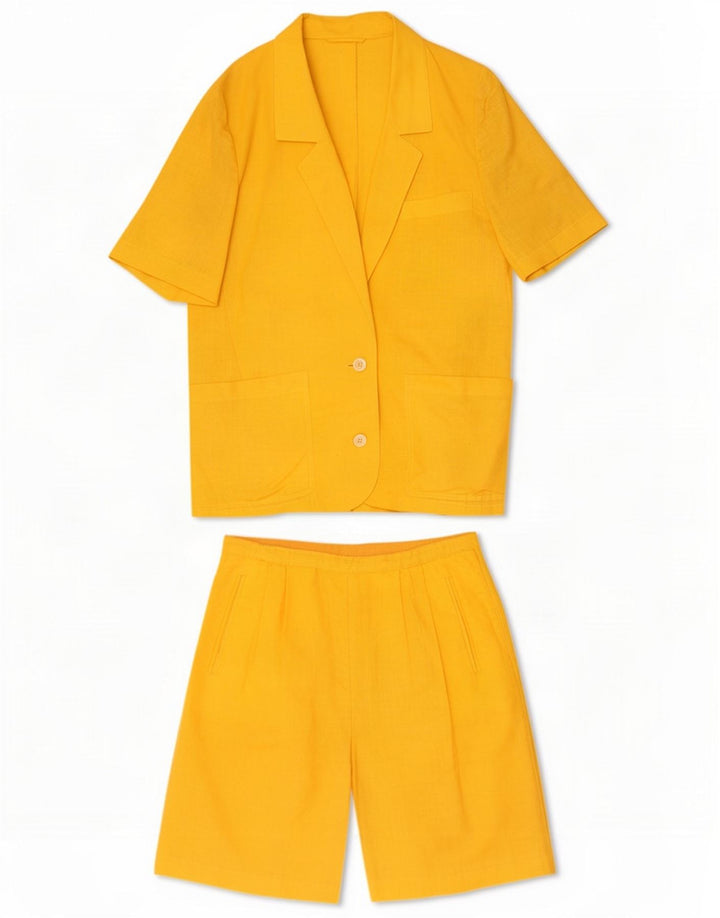 Conjunto de peças femininas vintage com 2 botões IT 46 Grande W32 Amarelo