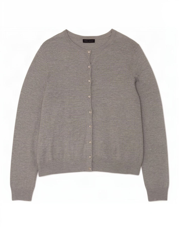 Suéter cardigã feminino Marks & Spencer Reino Unido 14 grande viscose manchada cinza