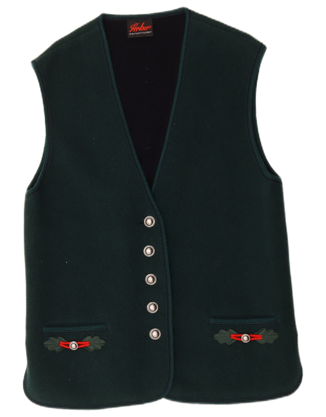 Colete feminino Arber Strickmoden UK 18 XL lã verde