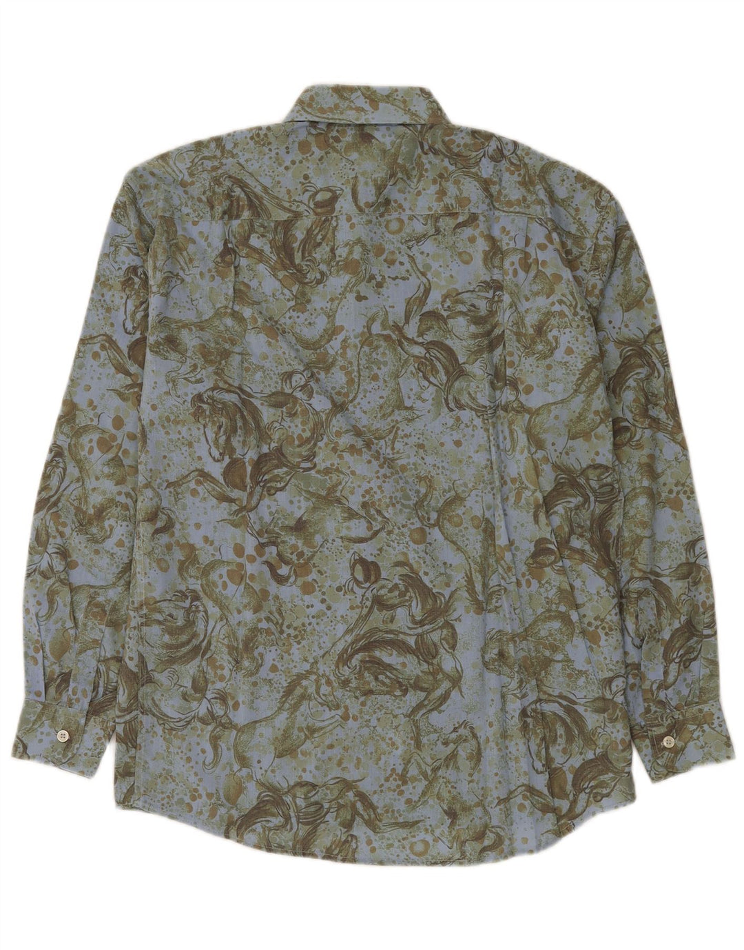 Camisa masculina vintage pequena verde animal estampa viscose