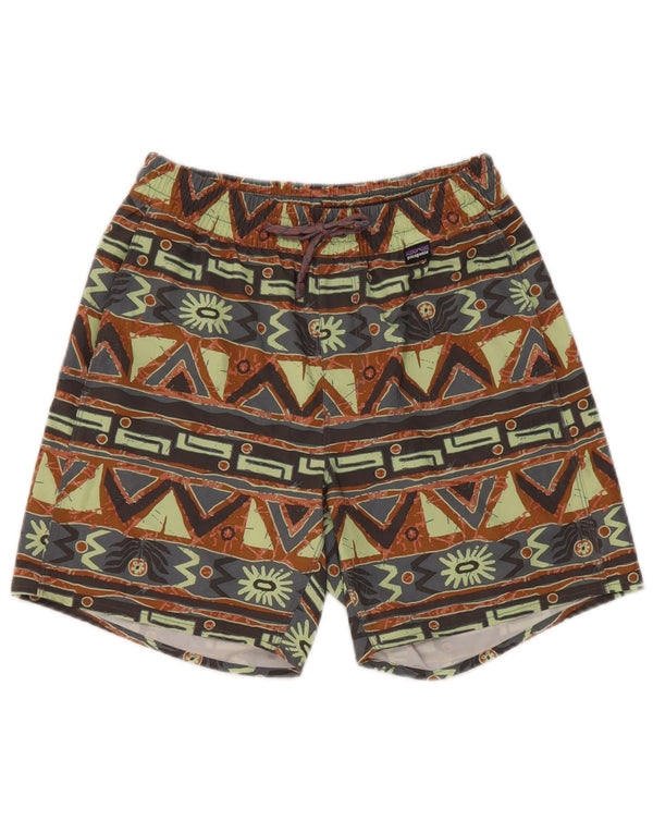 Shorts esportivos femininos Patagonia UK 6 XS poliéster geométrico multicolorido