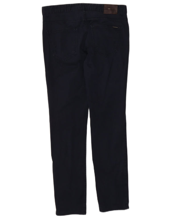 Zara Calça masculina slim casual UE 42 grande W32 L30 algodão azul marinho