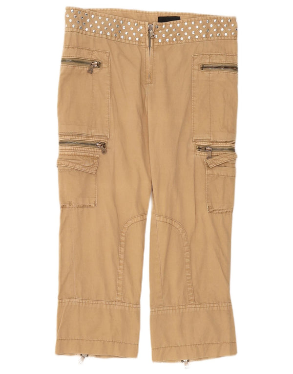 Calça cargo capri feminina Calvin Klein W28 L22 algodão bege