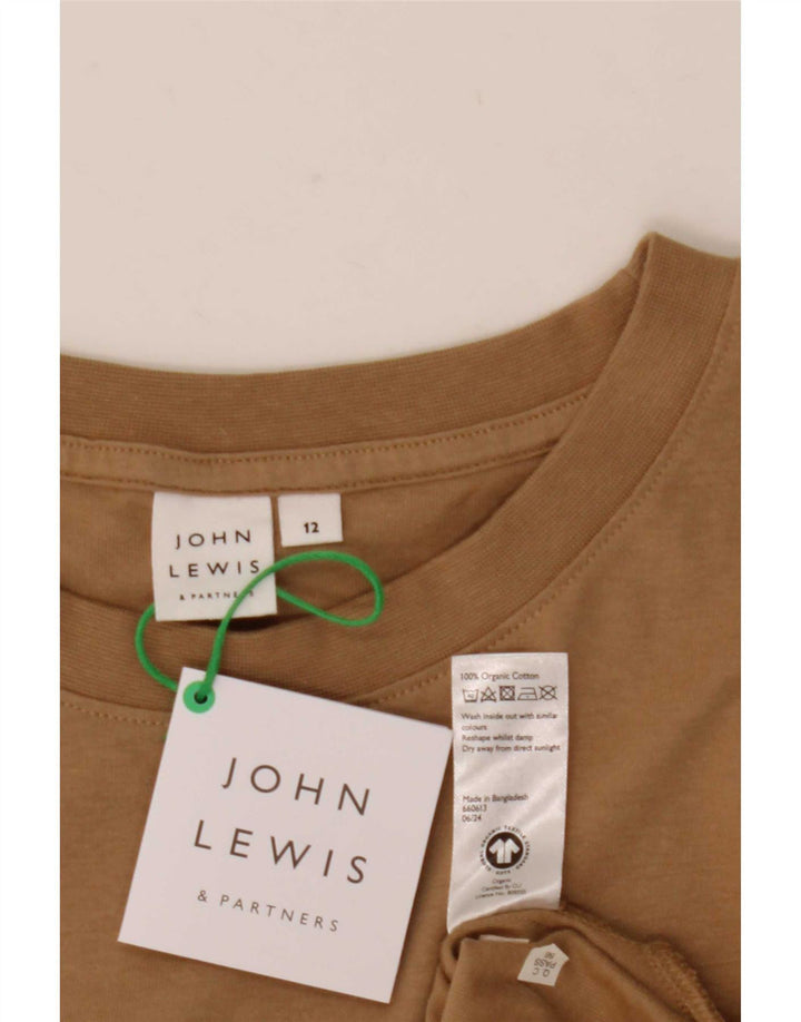 John Lewis Top feminino oversized manga comprida Reino Unido 12 algodão bege médio