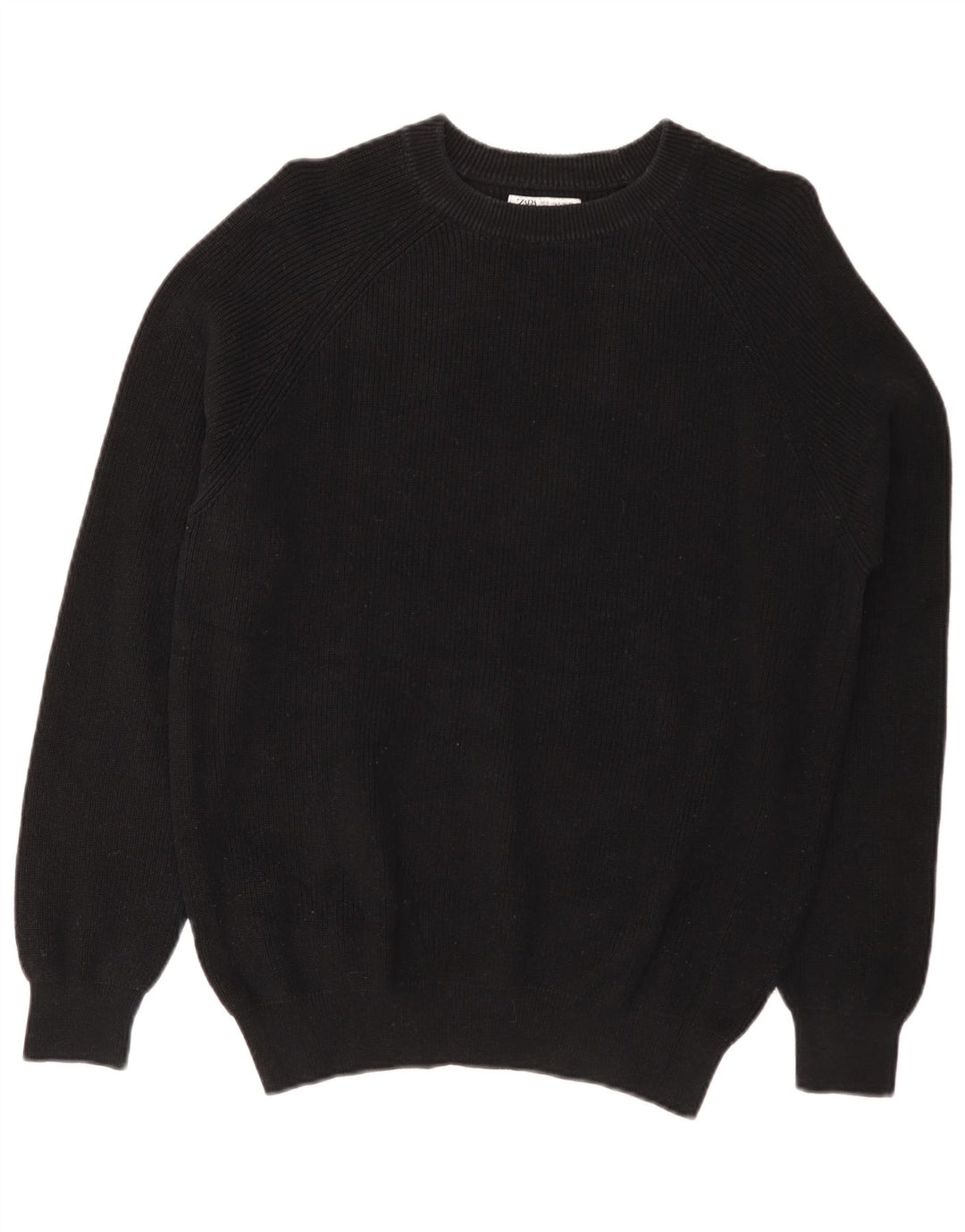 Zara Suéter masculino com gola canoa pequeno algodão preto
