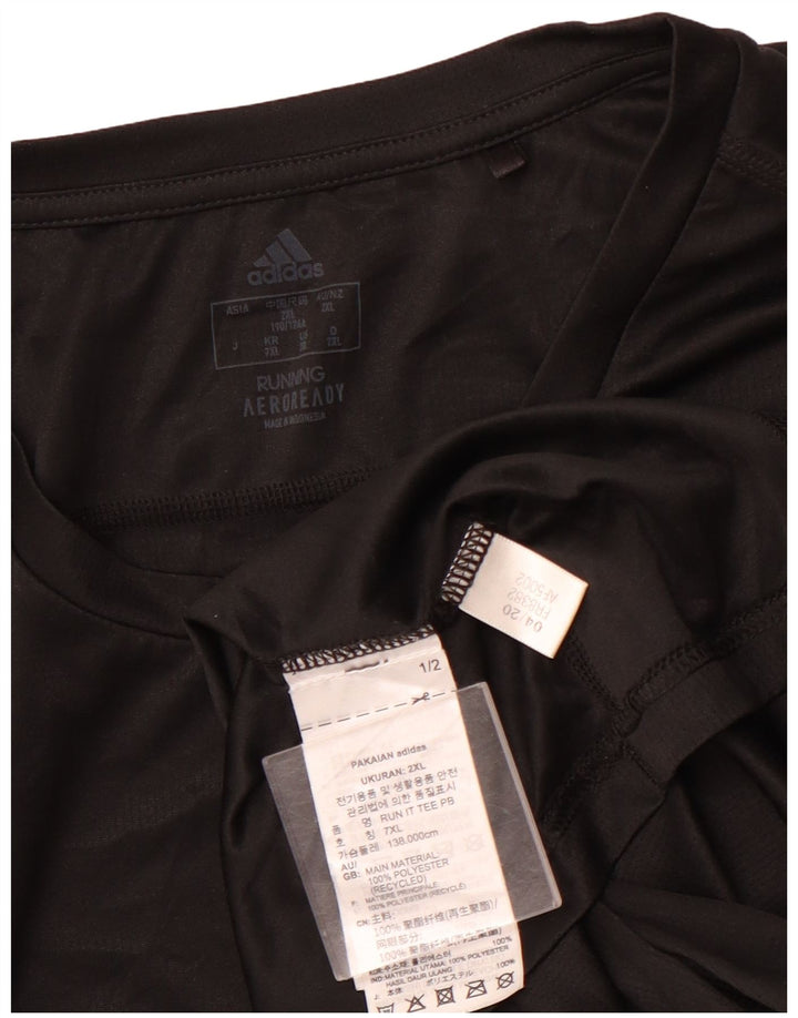 ADIDAS Mens Running T-Shirt Top 2XL Preto Poliéster Esportes
