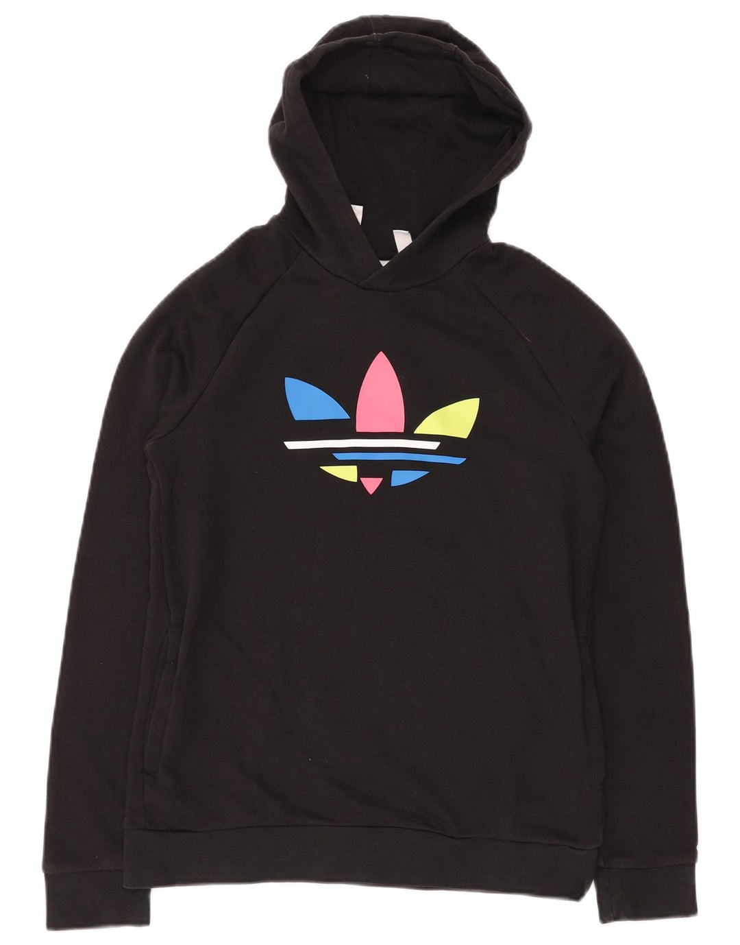 ADIDAS Meninos Graphic Hoodie Jumper 14-15 Anos Preto Algodão