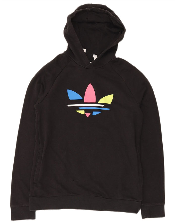 ADIDAS Meninos Graphic Hoodie Jumper 14-15 Anos Preto Algodão