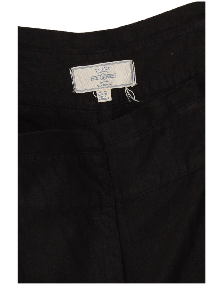 Calça capri feminina de perna larga FAT FACE Reino Unido 10 pequena W30 L23 linho preto