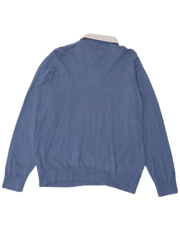 Suéter masculino Marks & Spencer com decote em V XL azul algodão