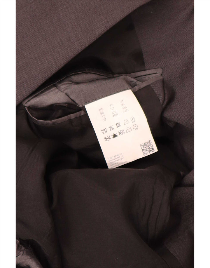 Jaqueta blazer masculina de 2 botões Hugo Boss EU 58 4XL cinza lã virgem clássica