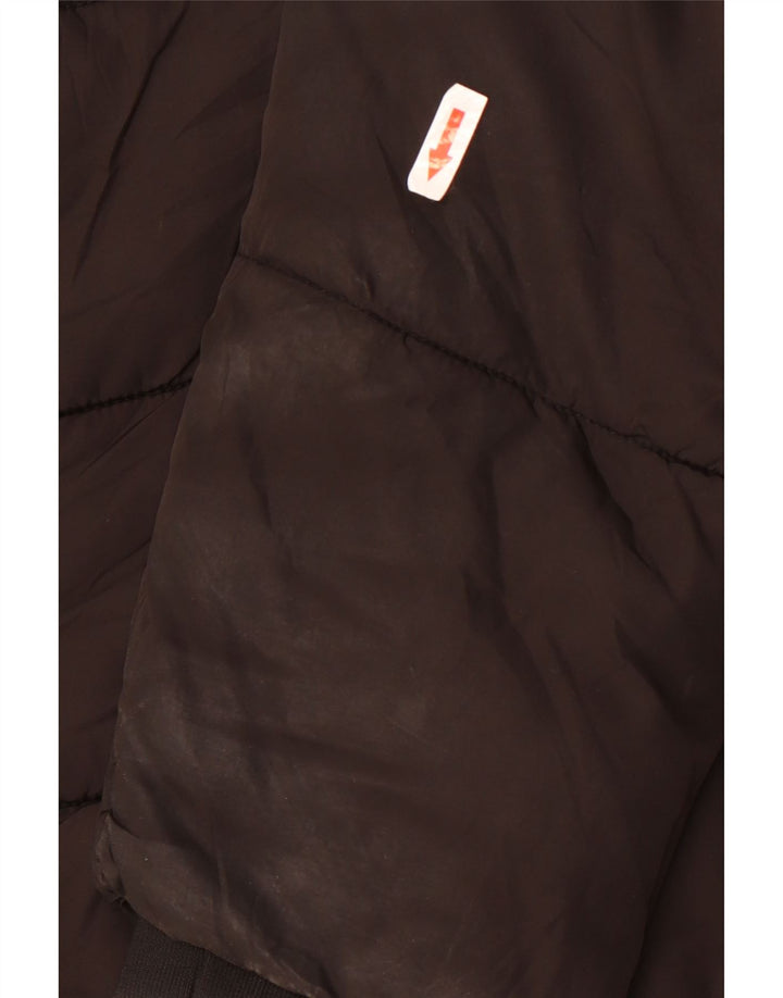 Jaqueta acolchoada superdimensionada feminina Topshop UK 12 poliéster preto médio