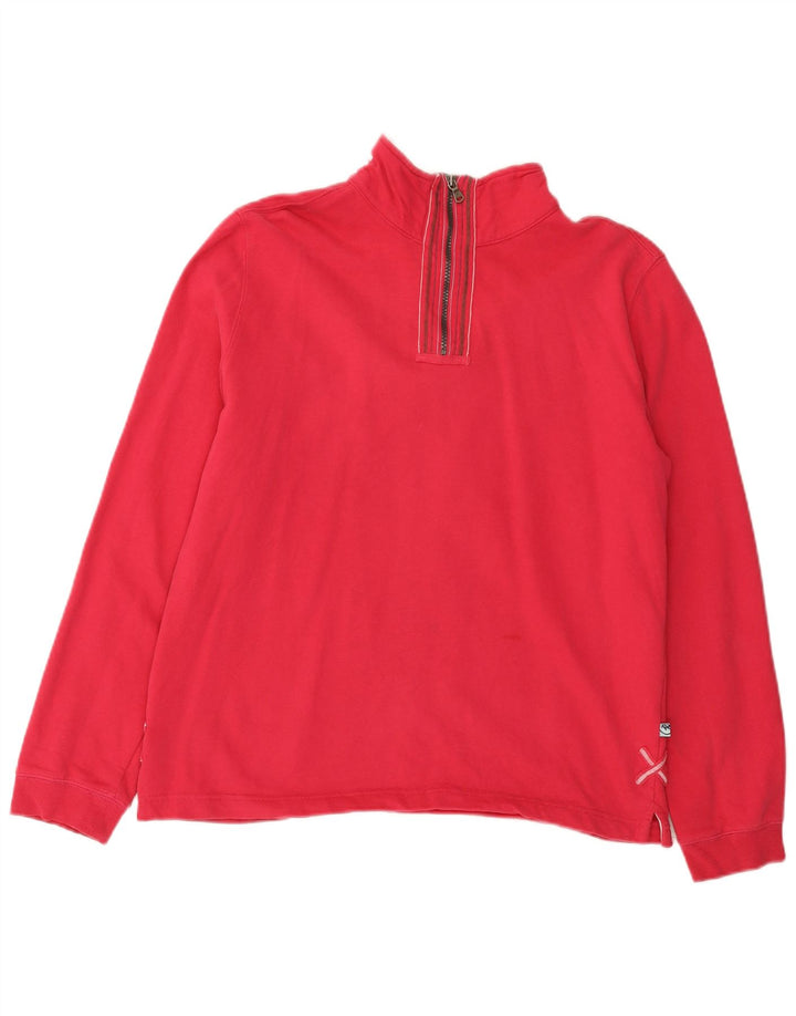 Moletom feminino com zíper e gola branca da White Stuff Reino Unido 12 algodão rosa médio