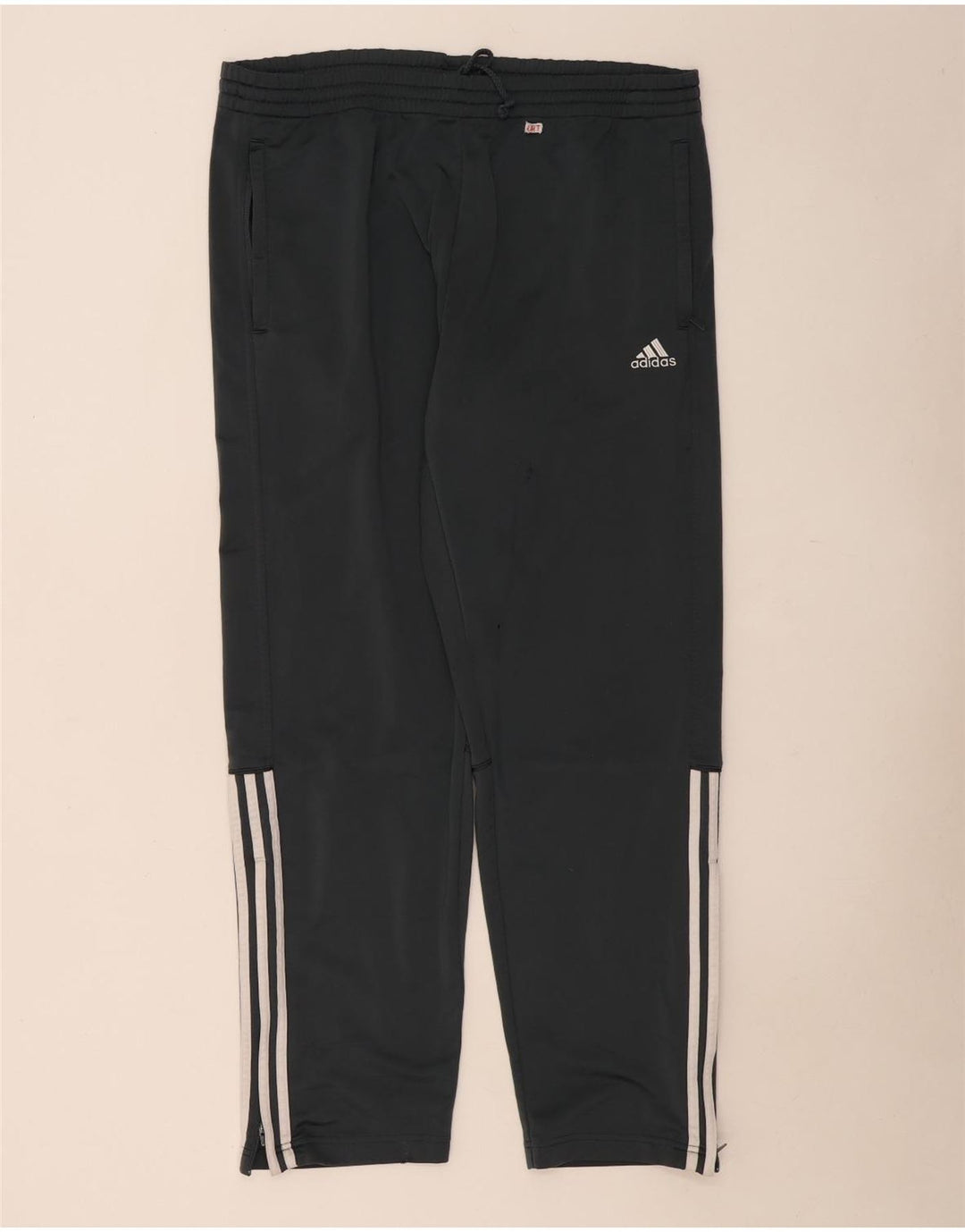 Calças de treino masculinas Adidas UK 42/44 poliéster cinza grande