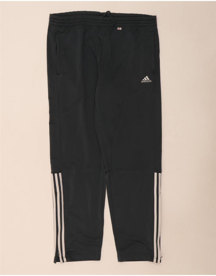 Calças de treino masculinas Adidas UK 42/44 poliéster cinza grande