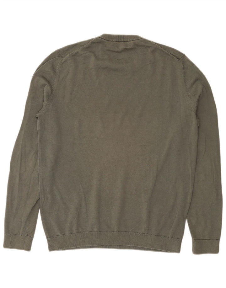 Suéter masculino Reiss com gola redonda e algodão cáqui médio