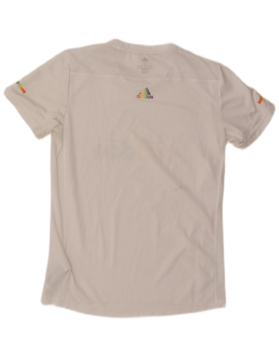 Adidas Mens Running Graphic T-Shirt Top Médio Poliéster Branco