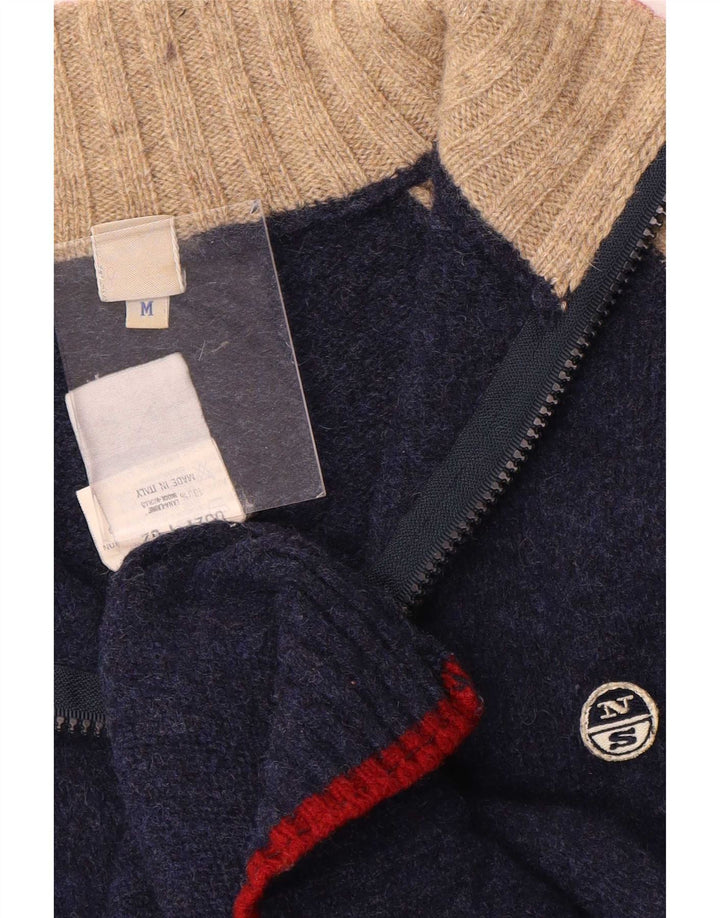 Suéter masculino North Sails com gola com zíper e lã colorblock médio azul marinho