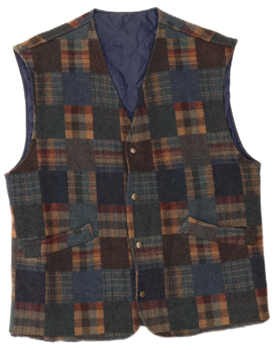 Colete masculino vintage IT 48 lã xadrez multicolorida média