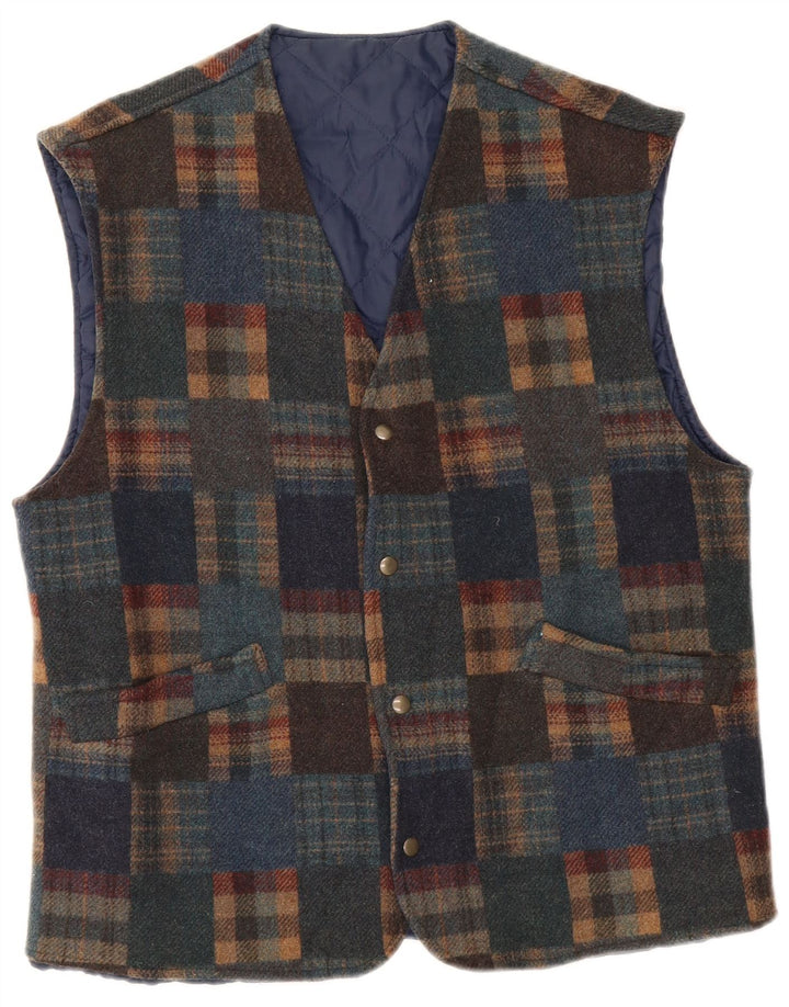 Colete masculino vintage IT 48 lã xadrez multicolorida média