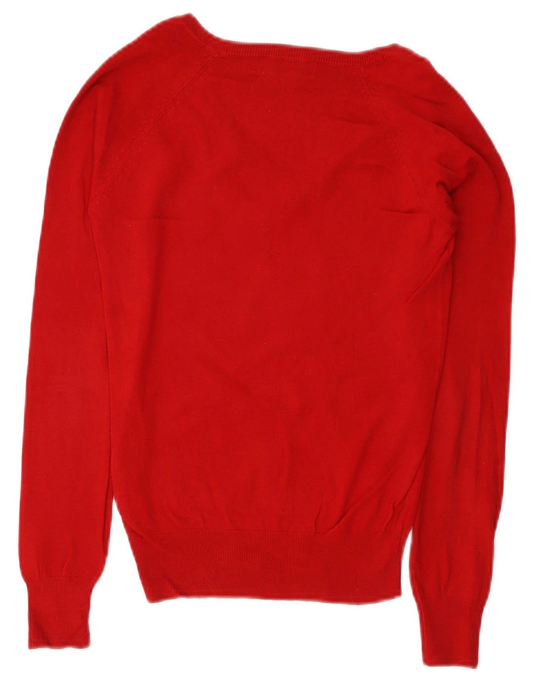 Suéter feminino Zara com decote em V Reino Unido 8 pequeno algodão vermelho