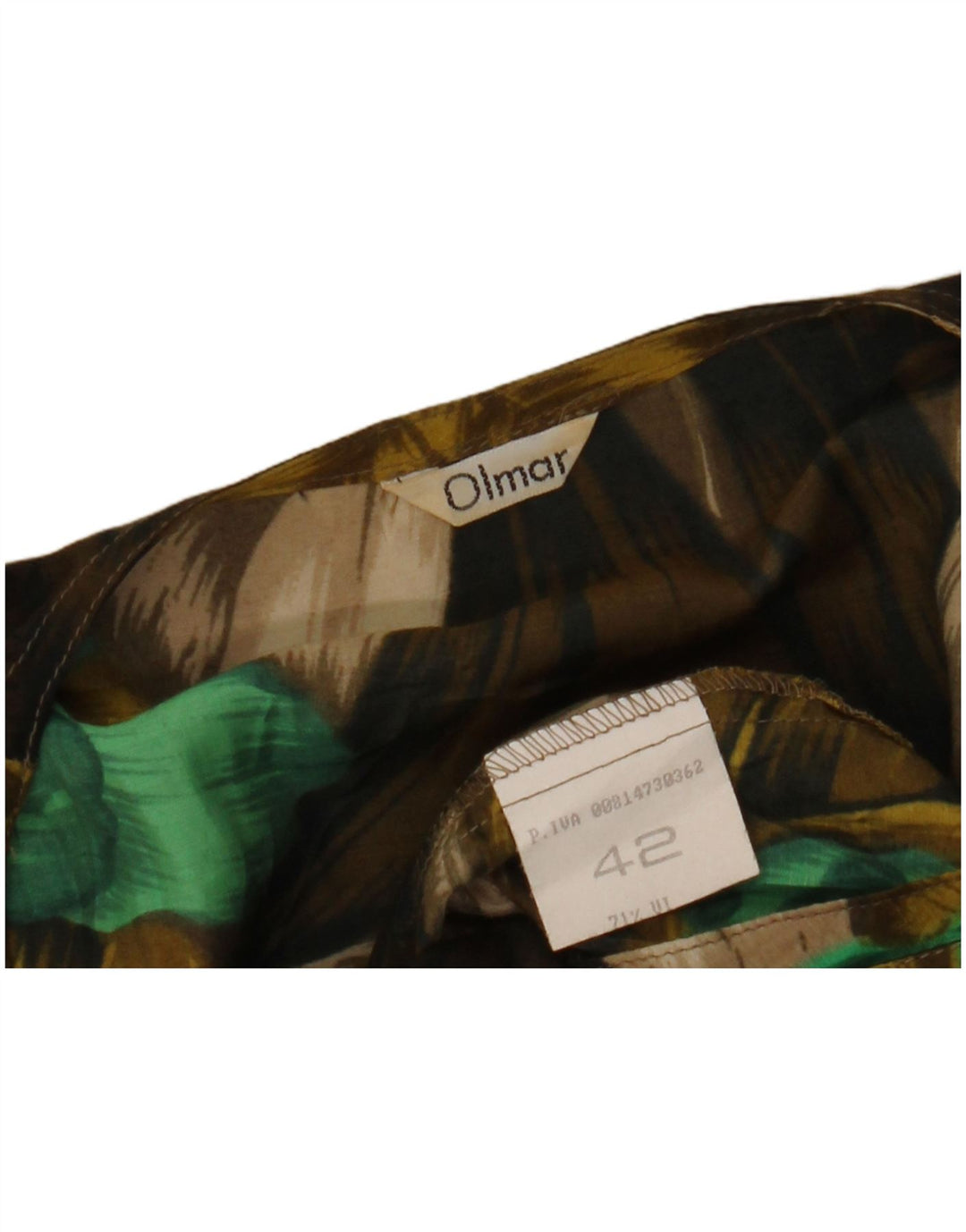 Blusa feminina VINTAGE manga curta IT 42 médio cáqui floral