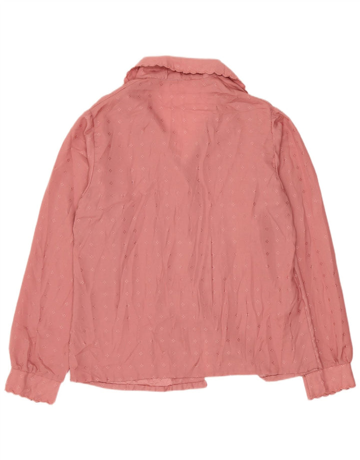 Blusa feminina VINTAGE UK 14 grande rosa geométrica