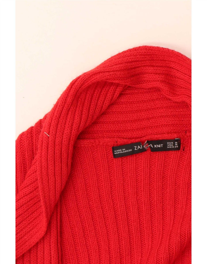 Suéter cardigã feminino Zara UK 12 acrílico vermelho médio