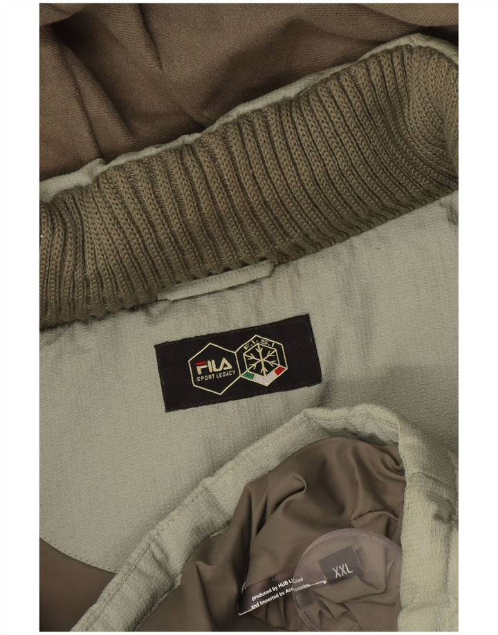 Jaqueta masculina Fila acolchoada com capuz UK 44 2XL verde colorblock