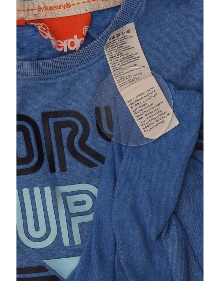 Camiseta masculina Superdry com estampa gráfica azul médio poliéster