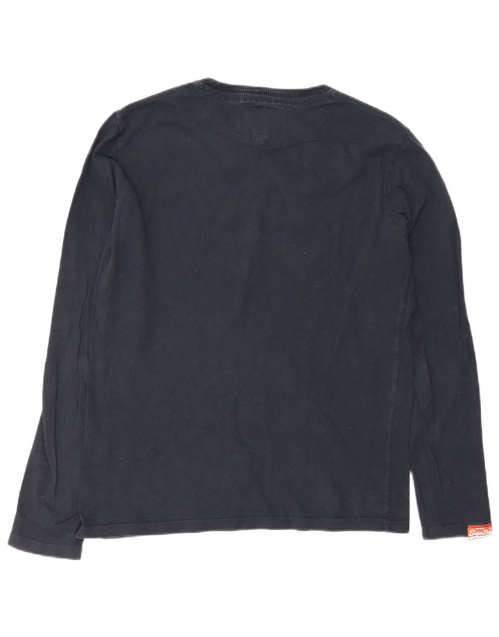 Superdry Mens Graphic Top Manga Longa Grande Algodão Preto