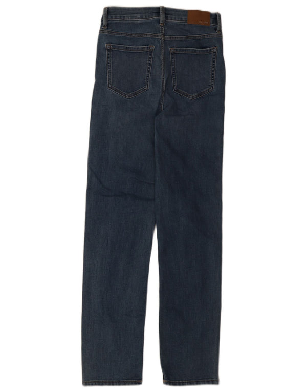 Calça jeans feminina Marks & Spencer Sienna Straight UK 8 pequena W26 L28 azul algodão