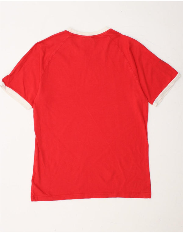 ADIDAS Mens T-Shirt Top Grande Algodão Vermelho