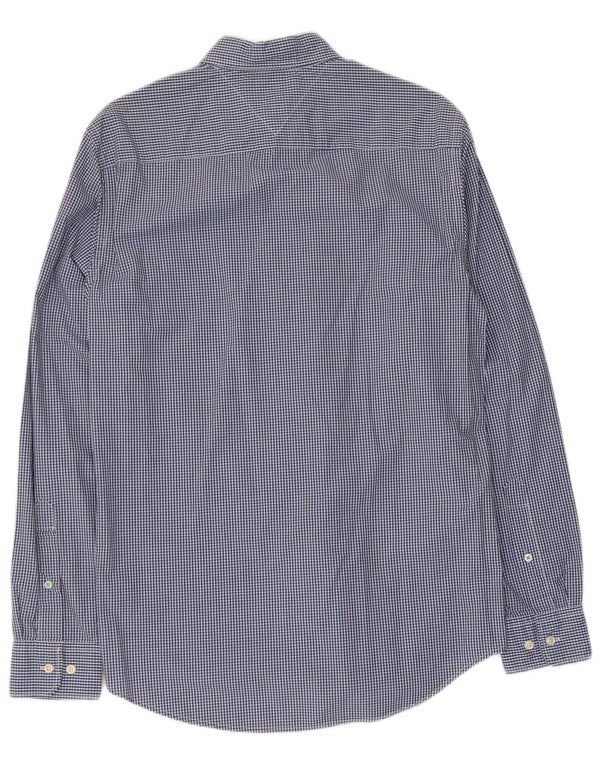 Camisa masculina Tommy Hilfiger New York Fit Slim pequena azul guingão algodão