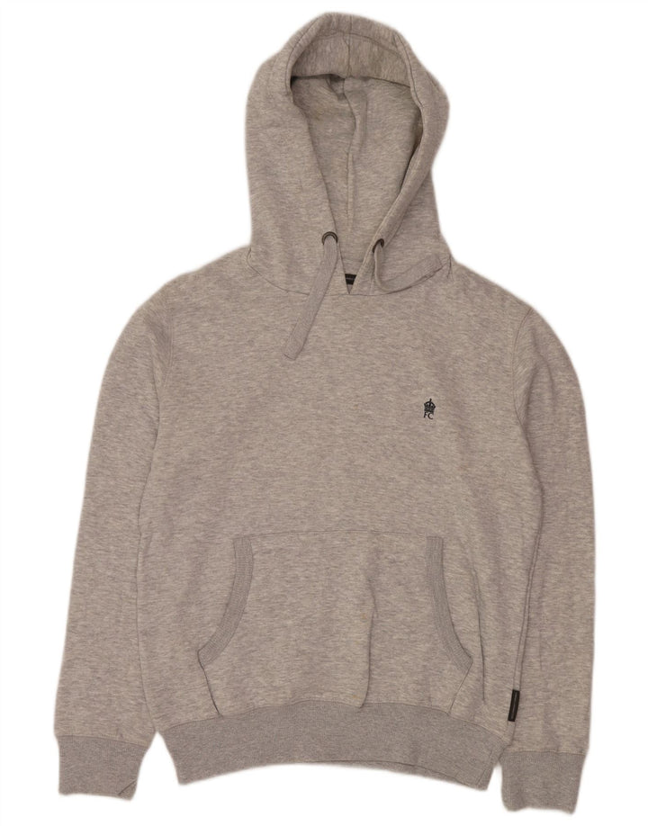 Jumper com capuz masculino French Connection pequeno algodão manchado cinza