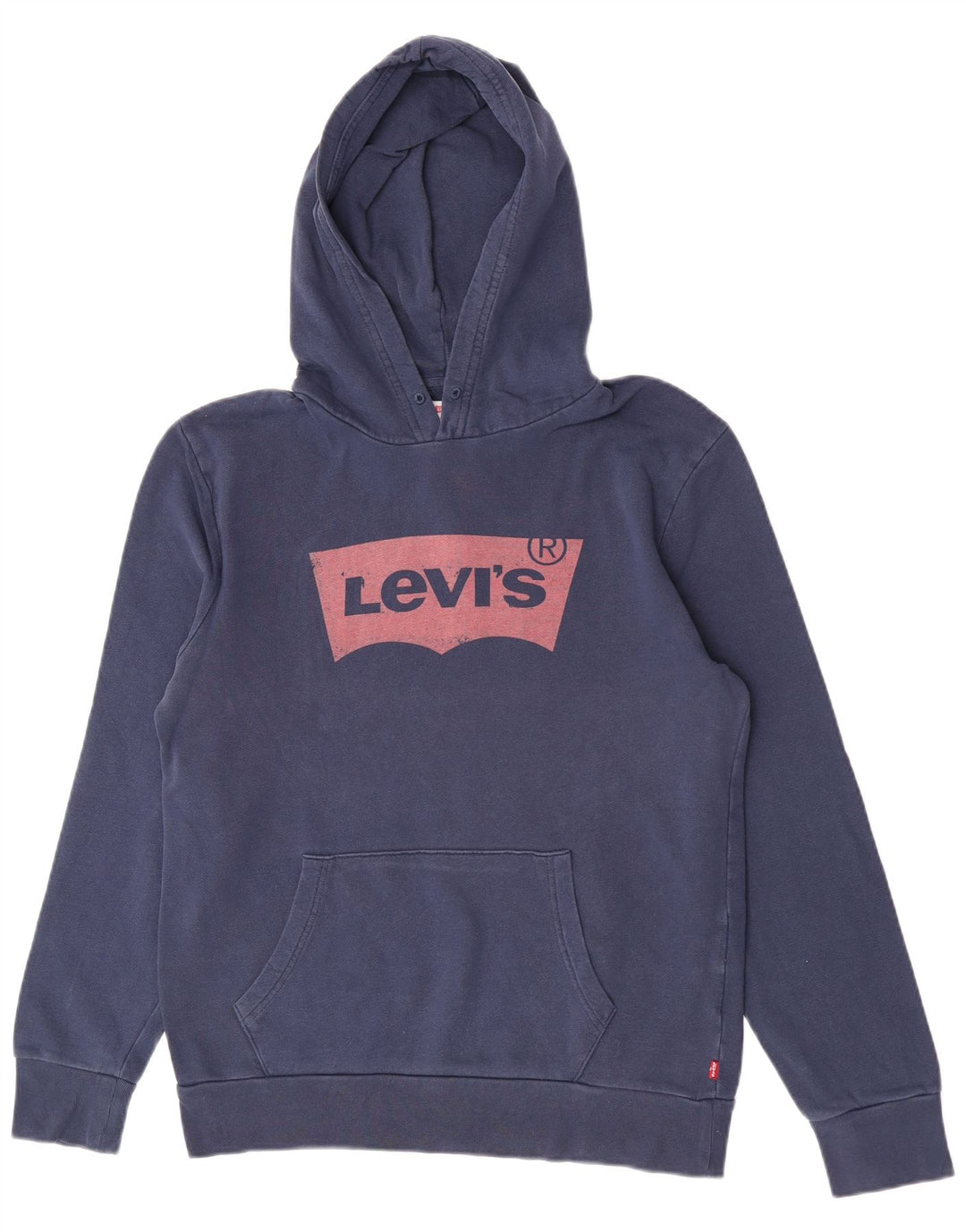 Suéter com capuz gráfico masculino Levi's médio azul marinho algodão