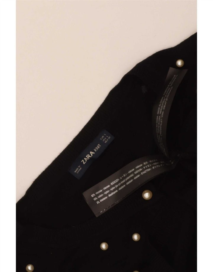 Suéter cardigã feminino Zara Reino Unido 14 grande viscose preta