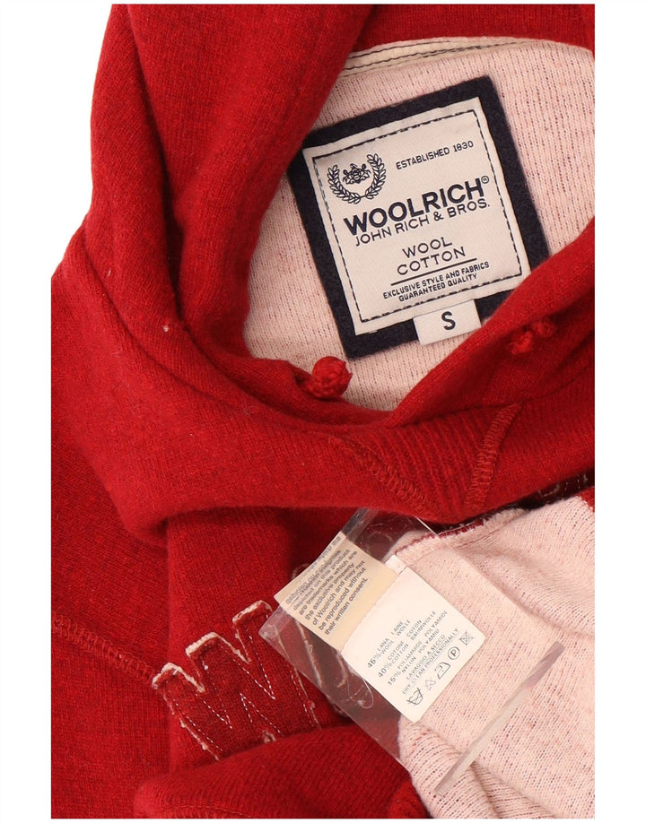 Suéter masculino Woolrich com capuz gráfico pequeno de lã vermelha