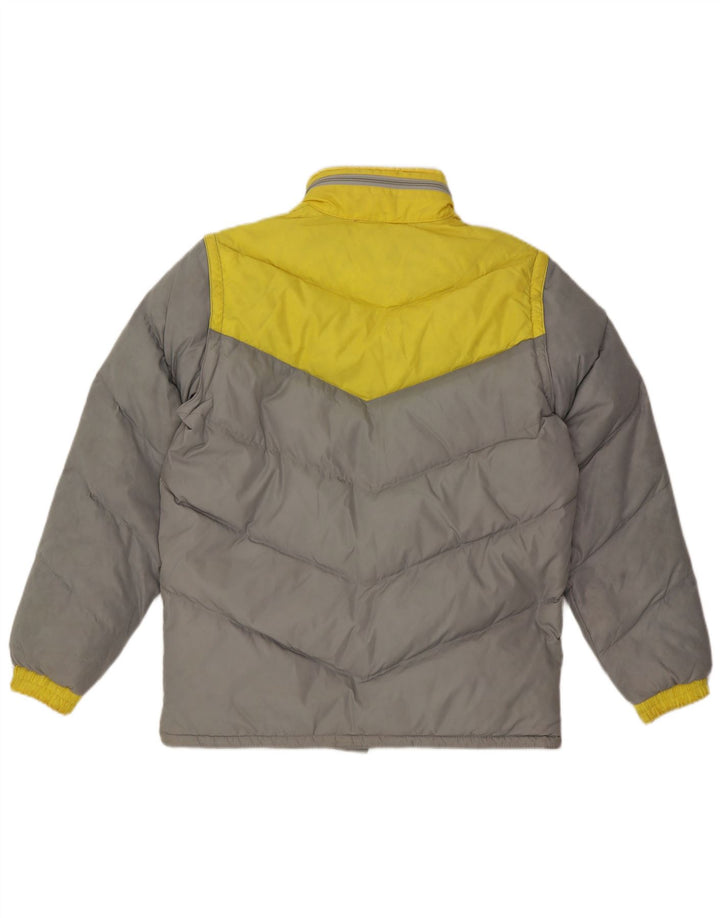 Jaqueta masculina acolchoada com capuz Fiorucci UK 38 cinza médio Colourblock Nylon